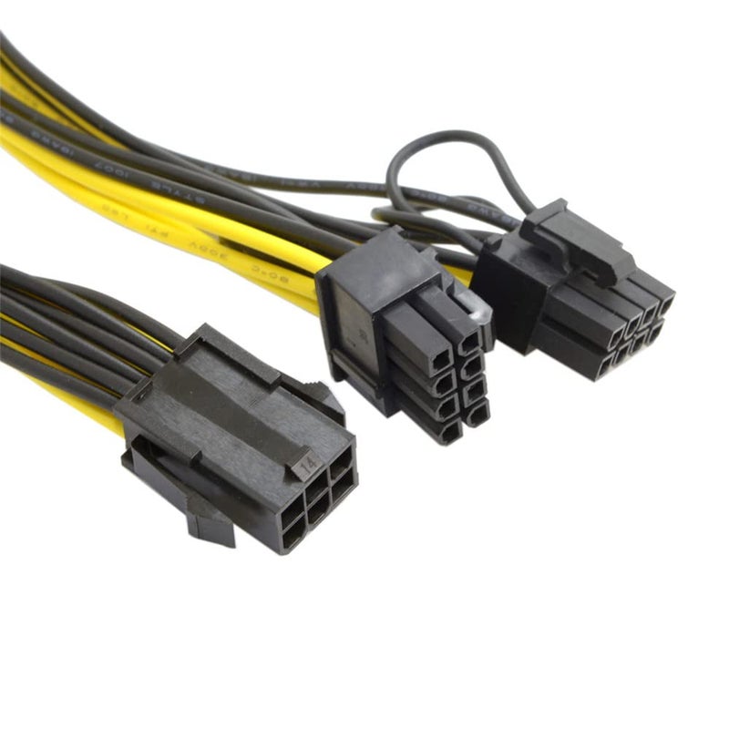 JSER ATX 6Pin Male to Dual 8Pin & 6Pin Female PCI-E PCI Express Video Graphics Card Extension Splitter Power Cable - Image 2